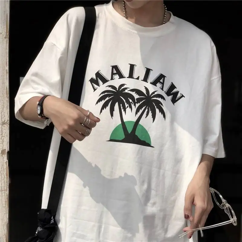 Nwe Beach Style Coconut Tree White Women T-Shirt Soft Polyester Printed Casual Outdoor Girl Tee Short Lady Female Tops Tshirts | Женская
