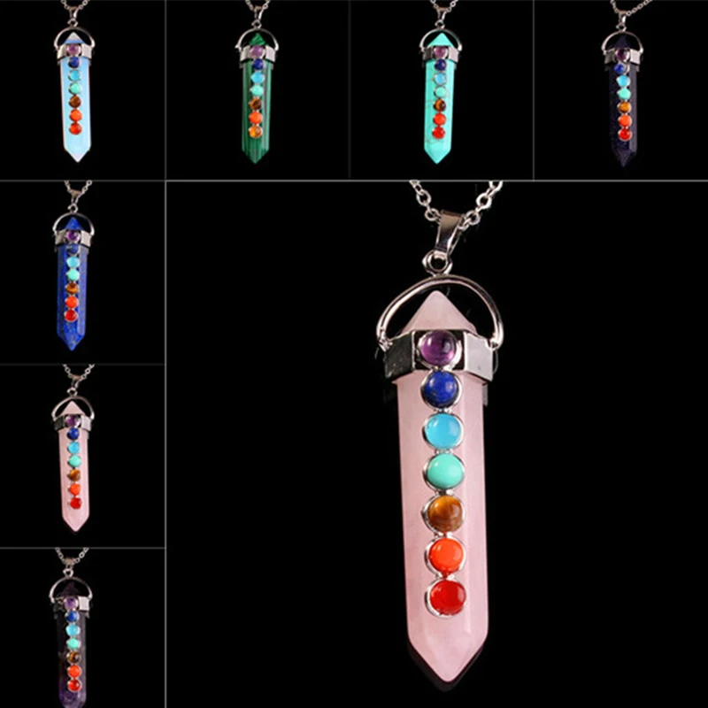 Семь драгоценный камень для чакры призмы 7 ЧАКРА КРИСТАЛЛ Камни Точка подвеска