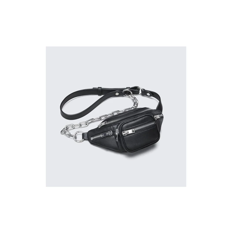Black chest bag Женская нагрудная сумка мини на молнии, сумки через плечо, уличный стиль, поясная сумка, модная повседневная сумка на молнии, черная Дорожная сумка на цепочке B175 - Цвет: Black chest bag
