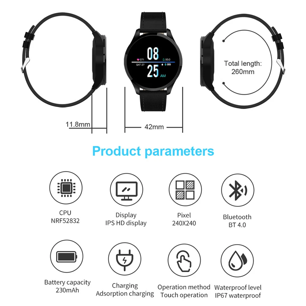 

Newwear Q9 1.2" IPS Big Screen Smart Watch Waterproof HR Sensor Blood Pressure Monitor Fashion Fitness Smartwatch Men Women