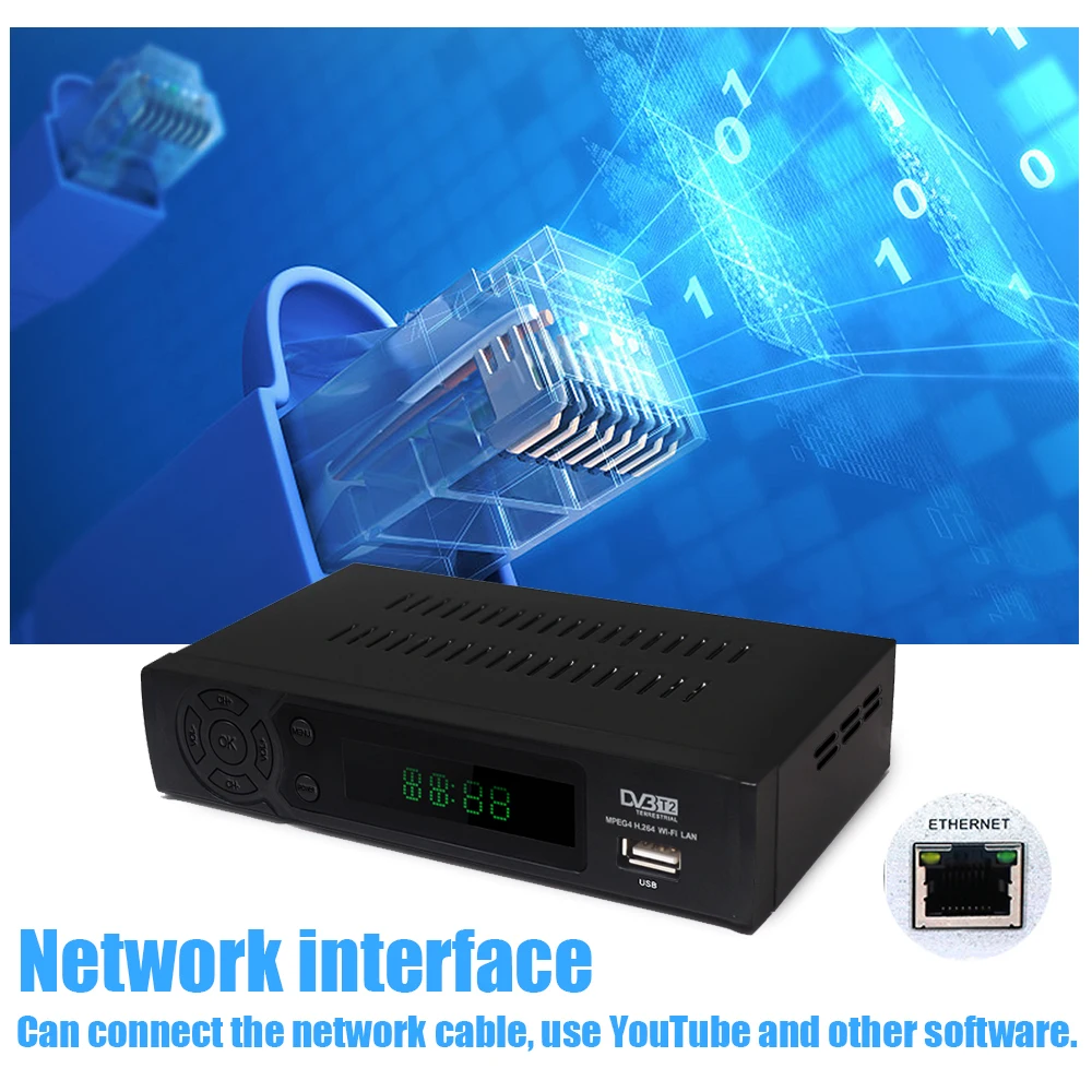 HD DVB tv Box dvb t2 full hd цифровое эфирное ТВ приём T2 8939 с USB wifi ТВ-тюнер H.264 Поддержка youtube