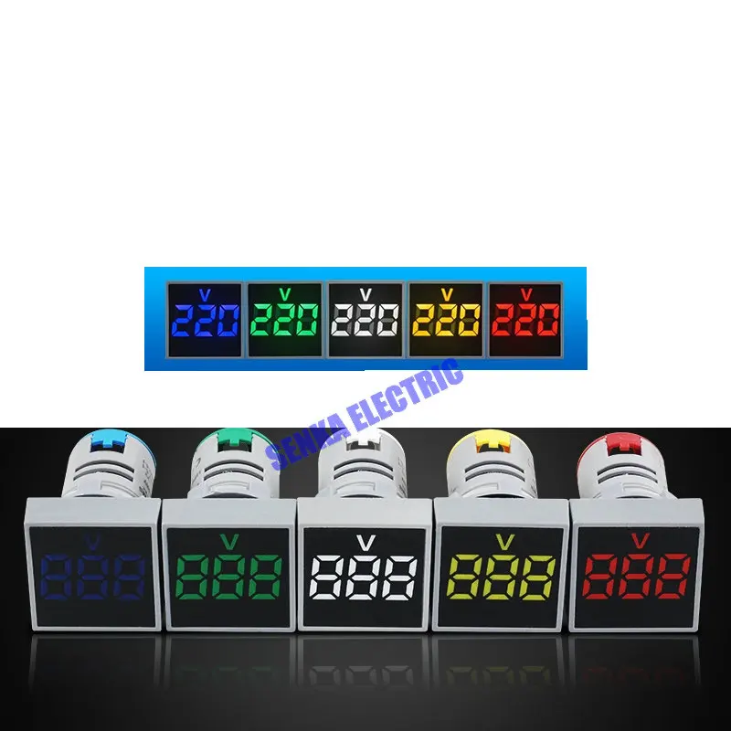 AC24 500V 22 мм крепление квадратный светодиодный Дисплей Цифровой вольтметр лампа