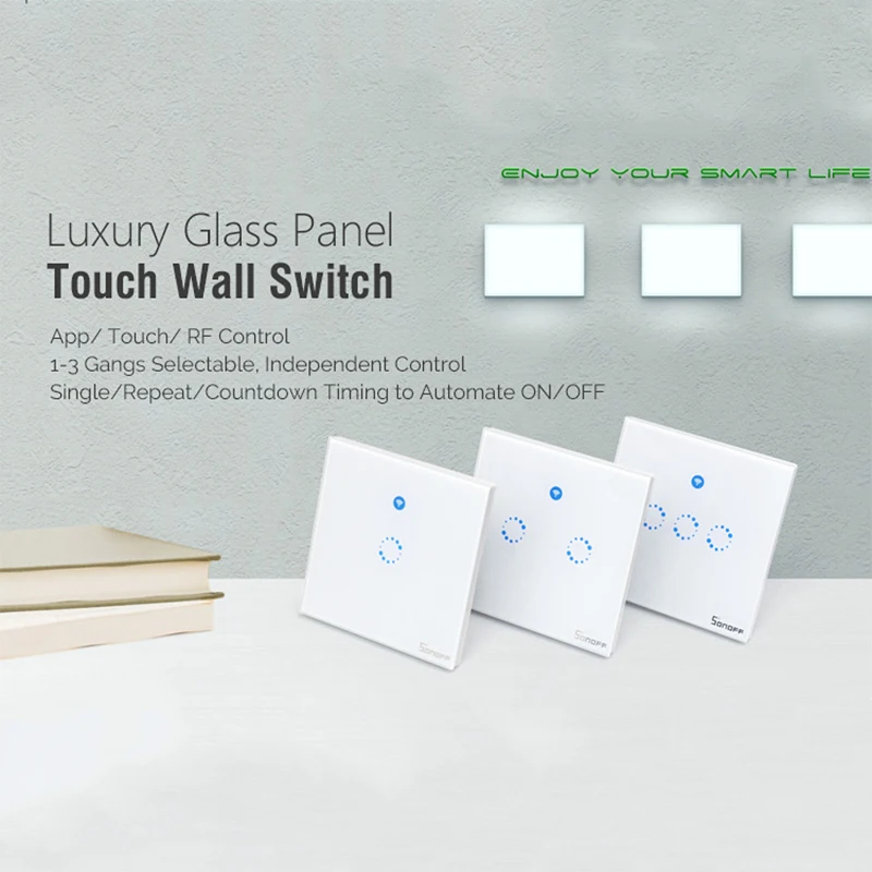 Умный таймер Sonoff T1 UK 1/2/3 Gang Wi Fi RF/APP/сенсорное управление настенный светильник 86