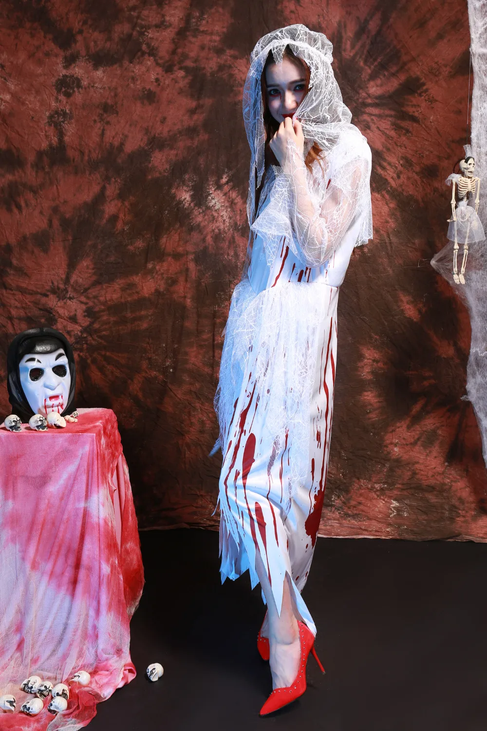 Зомби платье невесты призрак Карнавальный Костюм Хэллоуин кровавая на костюм