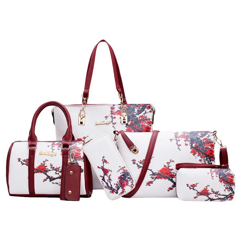 white set Сумка-тоут с тиснением из искусственной кожи, женская сумка-мессенджер на плечо с принтом, композитная сумка, женская сумочка и сумки, женская сумка - Цвет: white set