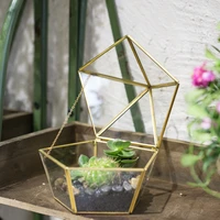 ncyp modern style jewel boxed garden planter glass geometric terrarium succulent planter seedling box artistic brass plant pot