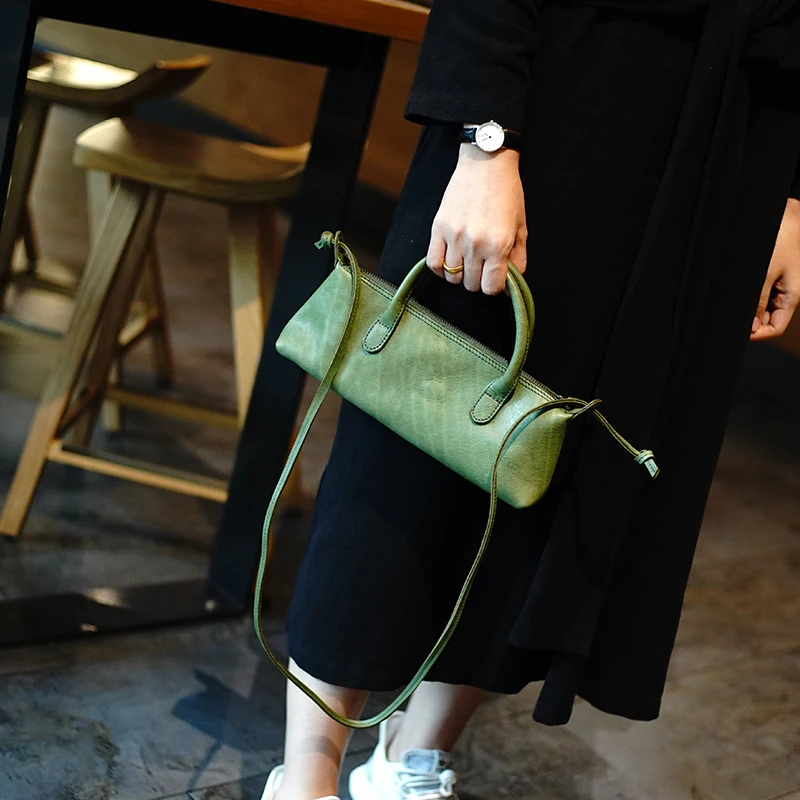 

WOONAM Women Fashion Handbag Natural Genuine Calf Leather Top Handle Shoulder Bag WB973