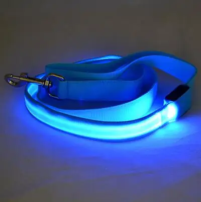 Blue 120 см нейлоновый светодиодный поводок для домашних животных, для безопасности в ночное время, светодиодный мигающий светящийся светодиодный поводок для домашних животных, для кошек, собак, для рисования, маленький поводок, светодиодный ошейник для собаки - Цвет: Blue