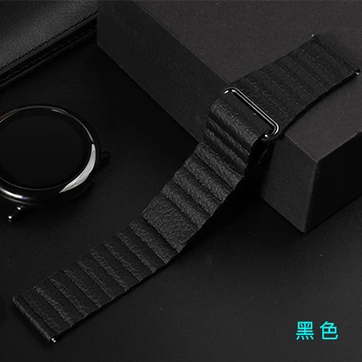black 42 мм 46 мм ремешок для samsung Galaxy Watch кожаный ремешок 20 мм 22 мм samsung gear S3 S2 Магнитная застежка Спортивная петля для умных часов - Цвет ремешка: black