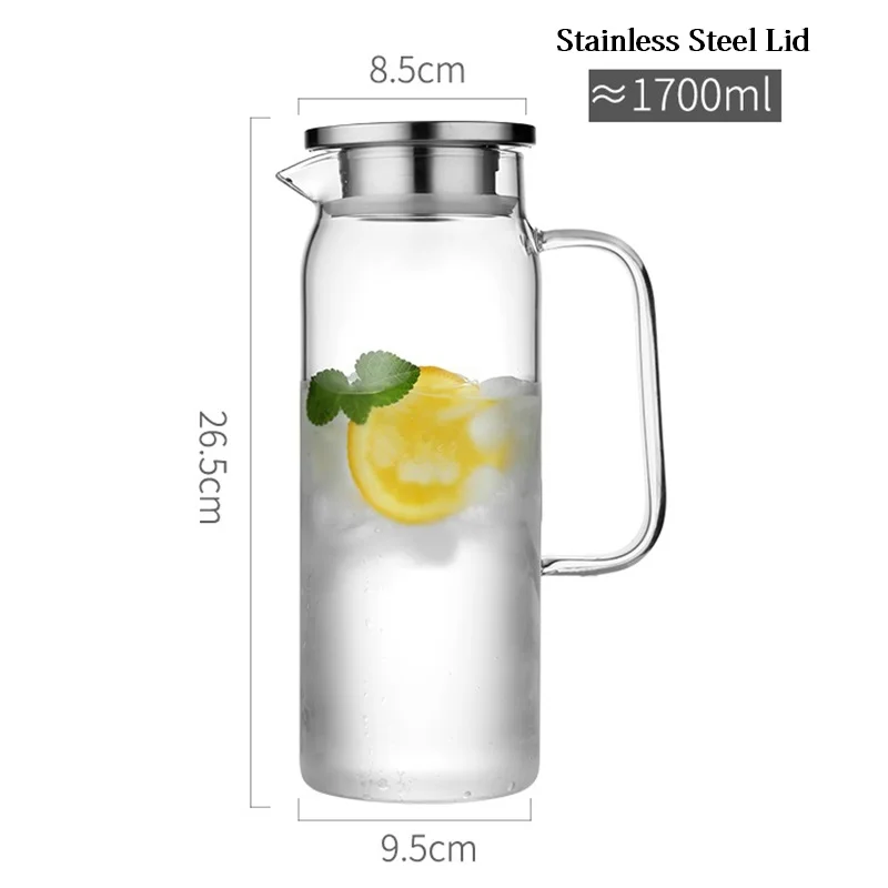 1L/1.3L/1.5L/1.7L прозрачный стеклянный кувшин для воды, чайник Cha, чайник, лимонад, кувшин, термостойкий, взрывозащищенный, нагреваемый графин - Цвет: 1.7L