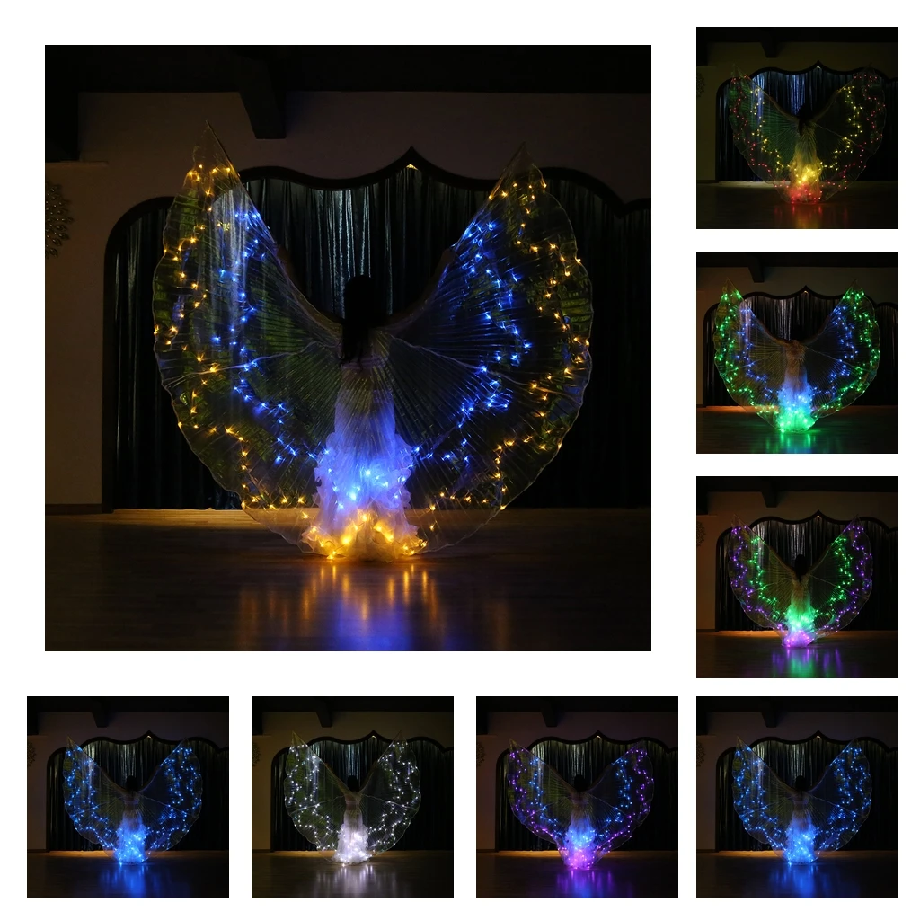 36 цветов Светодиодные Крылья Исиды светящиеся костюмы для танца живота с