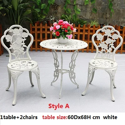 2chairs1table whiteA Балкон, двор из литого алюминия столы и стулья для отдыха на открытом воздухе столы и стулья сочетание двора сад комплект стул и стол - Цвет: 2chairs1table whiteA
