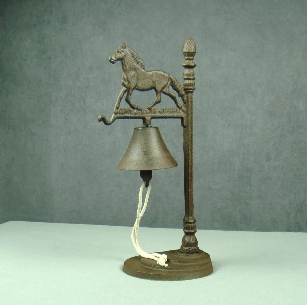Винтажный чугунный настольный колокольчик в виде лошади античный металлический