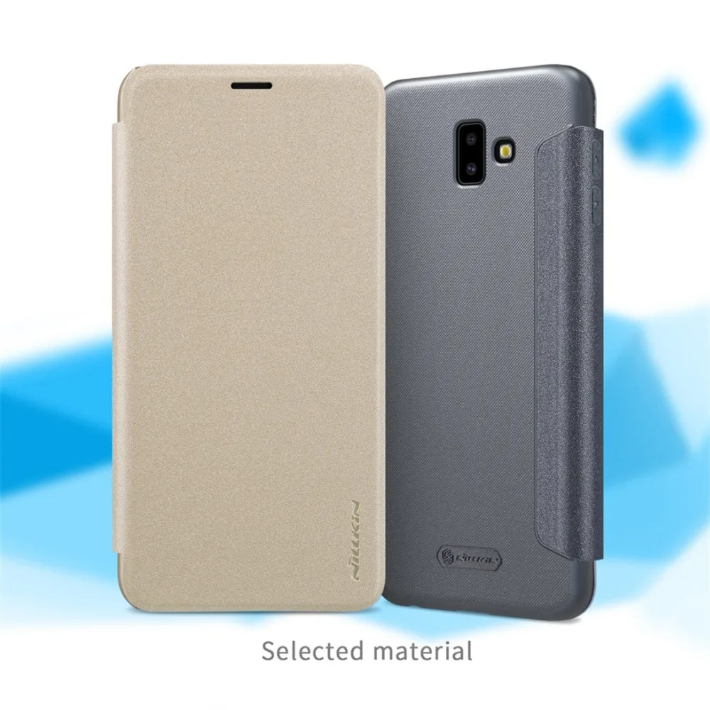 Для Samsung Galaxy J6+ J6 Prime Флип Чехол Nillkin Полное Покрытие Блеск супер тонкий PU Флип кожаный чехол Для Samsung J6 Plus