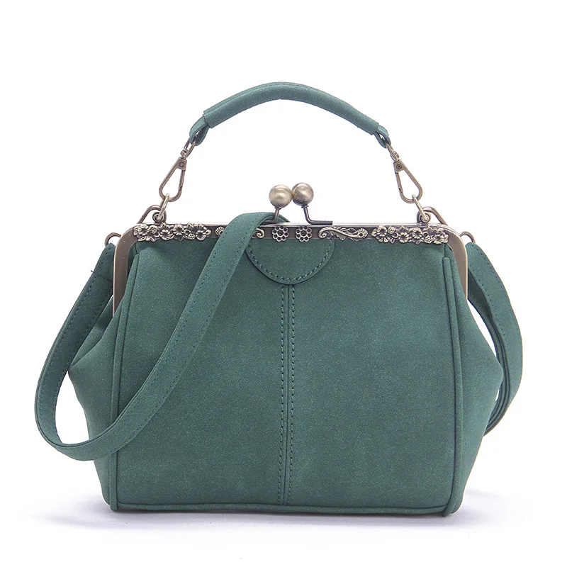 women bag green Модные женские сумки в винтажном стиле, клатч с замком в виде поцелуя, сумки через плечо, женские матовые Сумки из искусственной кожи - Цвет: women bag green