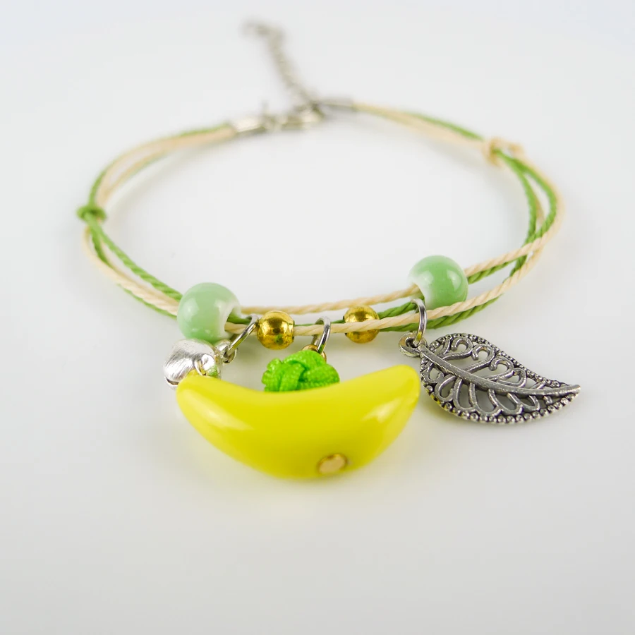 Cartoon Banana Ceramic Hand Knitting beads Bracelets Chinese ethnic style jewelry for women Children gift #FY203 | Украшения и