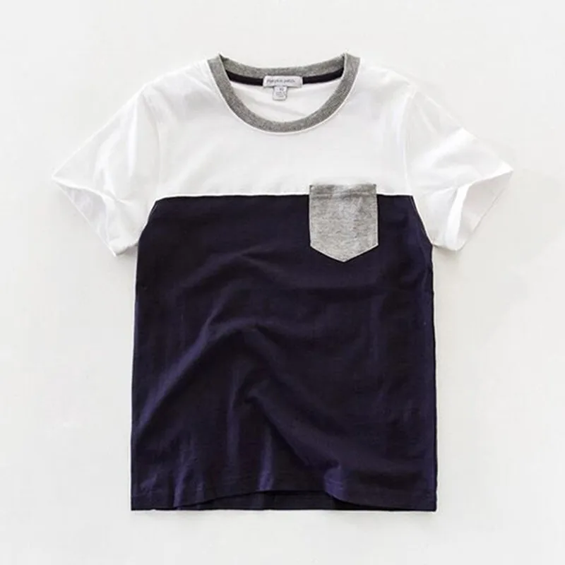 

Promotion Children T-shirts Patchwork color European Style Cotton 100% Boy's T-shirts Clothing