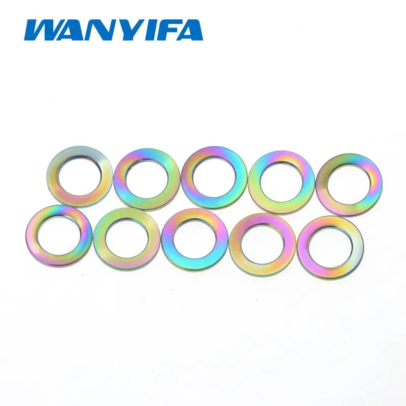 Wanyifa 10 шт. M5 M6 M8 M10 плоская шайба для Bcicycle Stem велосипедная часть 5 цветов - Цвет: Rainbow M10