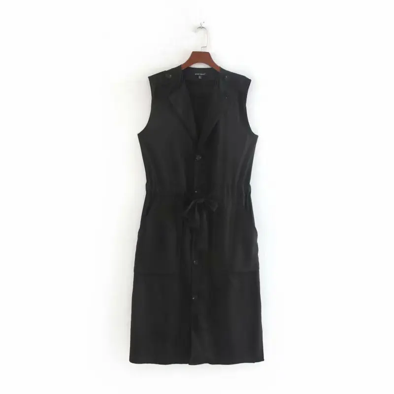 2019 женский модный длинный однобортный жакет без рукавов za осенний жилет с