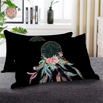 BlessLiving Mandala Down Alternative Bed Pillow Bohemian Colorful Bedding 1pc Floral Hippie Decorative Sleeping Pillows 2