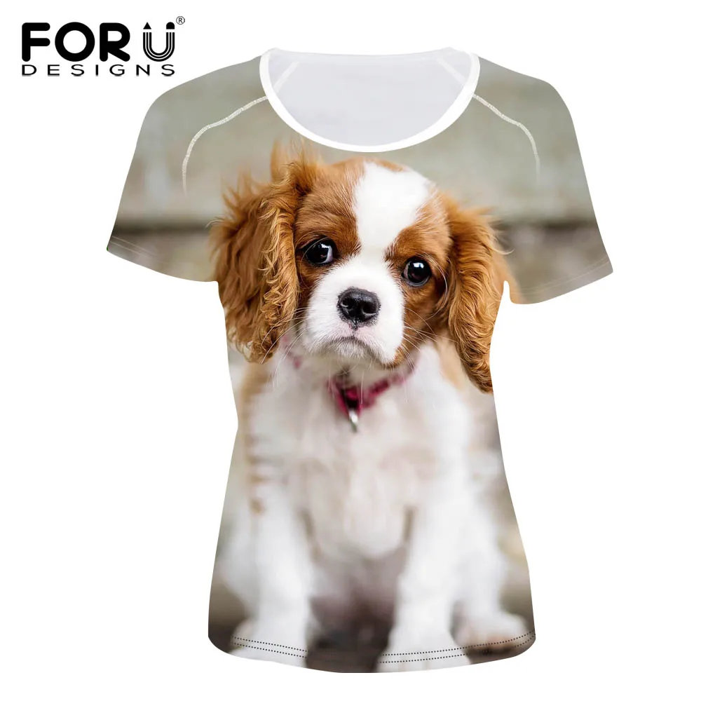 FORUDESIGNS/Модная Летняя футболка с короткими рукавами и рисунком собаки короля