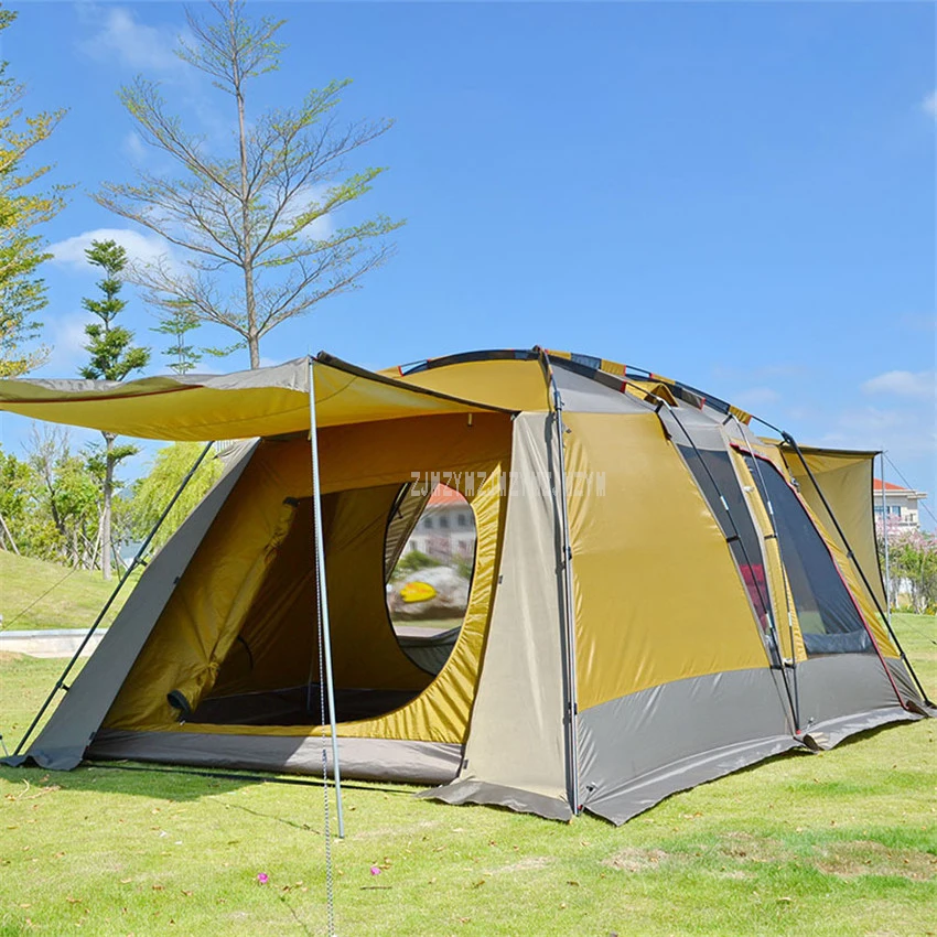 

Семейная Палатка на 6-10 человек, большая Пляжная палатка, утолщенная непромокаемая кемпинговая палатка из ткани Оксфорд для активного отдых...