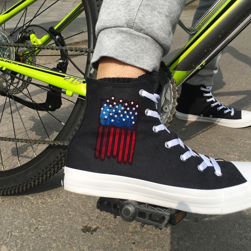 Вэнь черная парусиновая обувь Usonian Cool Stripes Stars National Flag оригинальный дизайн высокие