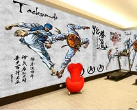 custom 3d martial arts wallpaper mural hand painted taekwondo sports fitness wall gym decoration wallpaper