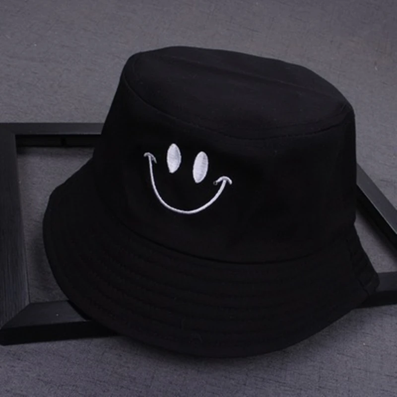 Весенняя тканевая шляпа детская вышитая Панама со смайликом индивидуальная