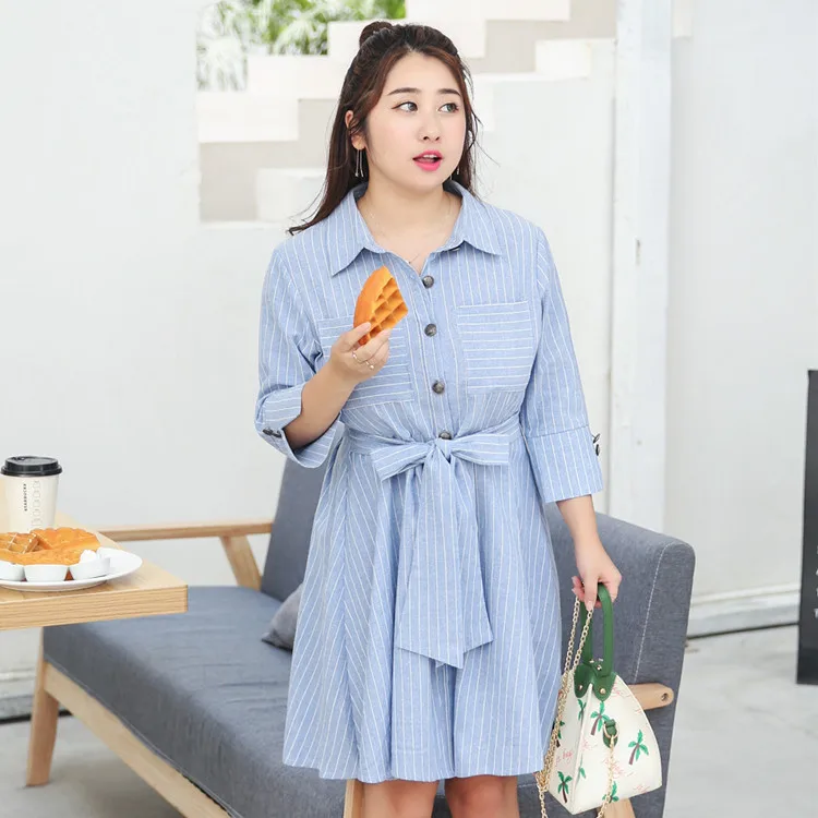 Женское офисное платье трапеция La MaxZa в полоску с бантом и отложным