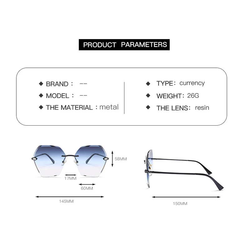 Retro Stone Sunglasses Women Diamond Cutting Rimless Sun Glasses for Men Outdoor Club Eyewear Oculos Shades 25084DF | Аксессуары для