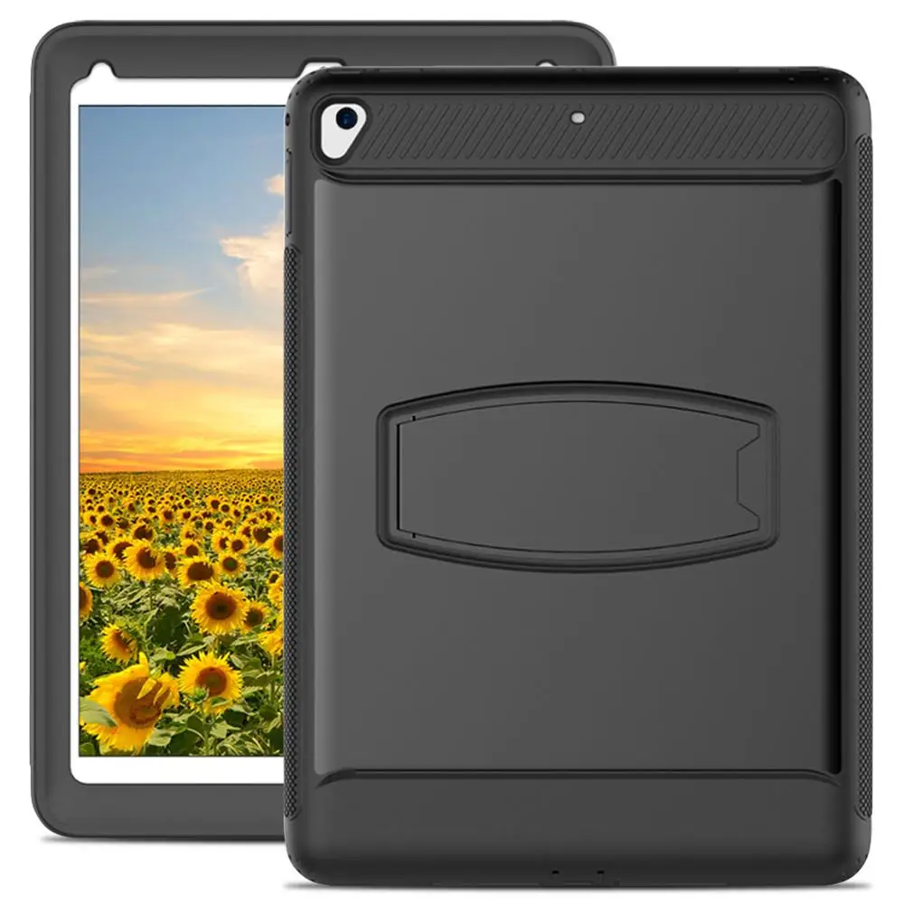 Black Чехол для iPad 9,7 6-го 5-го поколения, противоударный Прочный чехол-подставка с защитой экрана A1822 A1823 A1893 - Цвет: Black