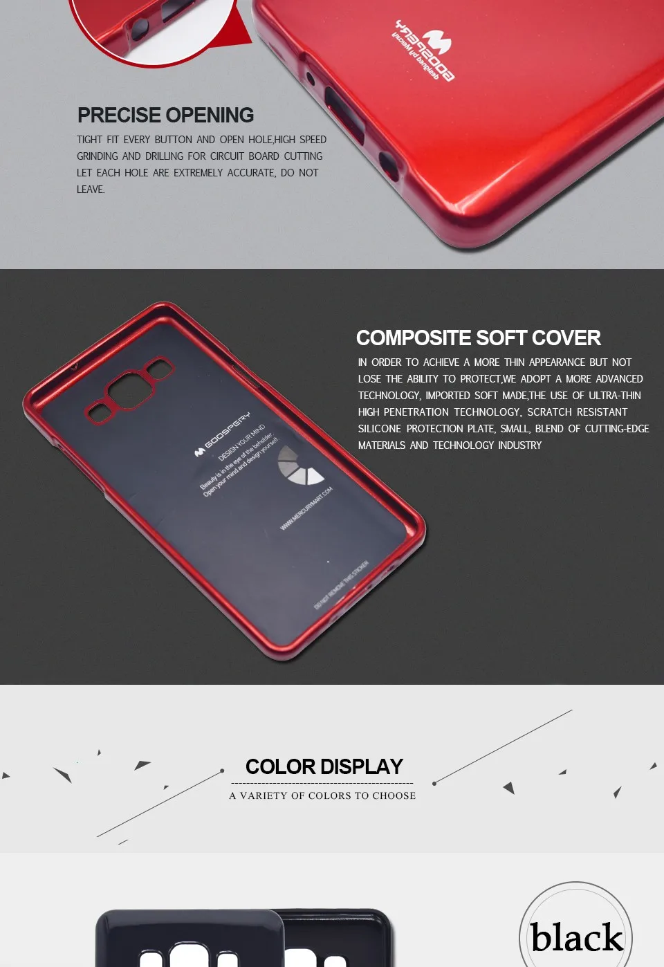 Глянцевый силиконовый чехол Goospery для смартфонов Samsung Galaxy J7. Яркие цвета в ассортименте