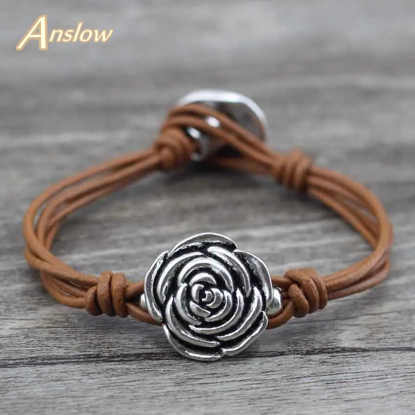 Anslow/оптовая продажа женский элегантный винтажный кожаный браслет в стиле панк с