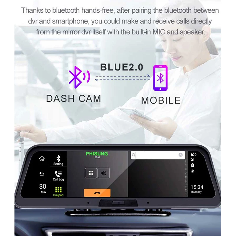 4G Smart Android Mirror 10 &quotАвтомобильный видеорегистратор Камера заднего вида GPS Navi центр