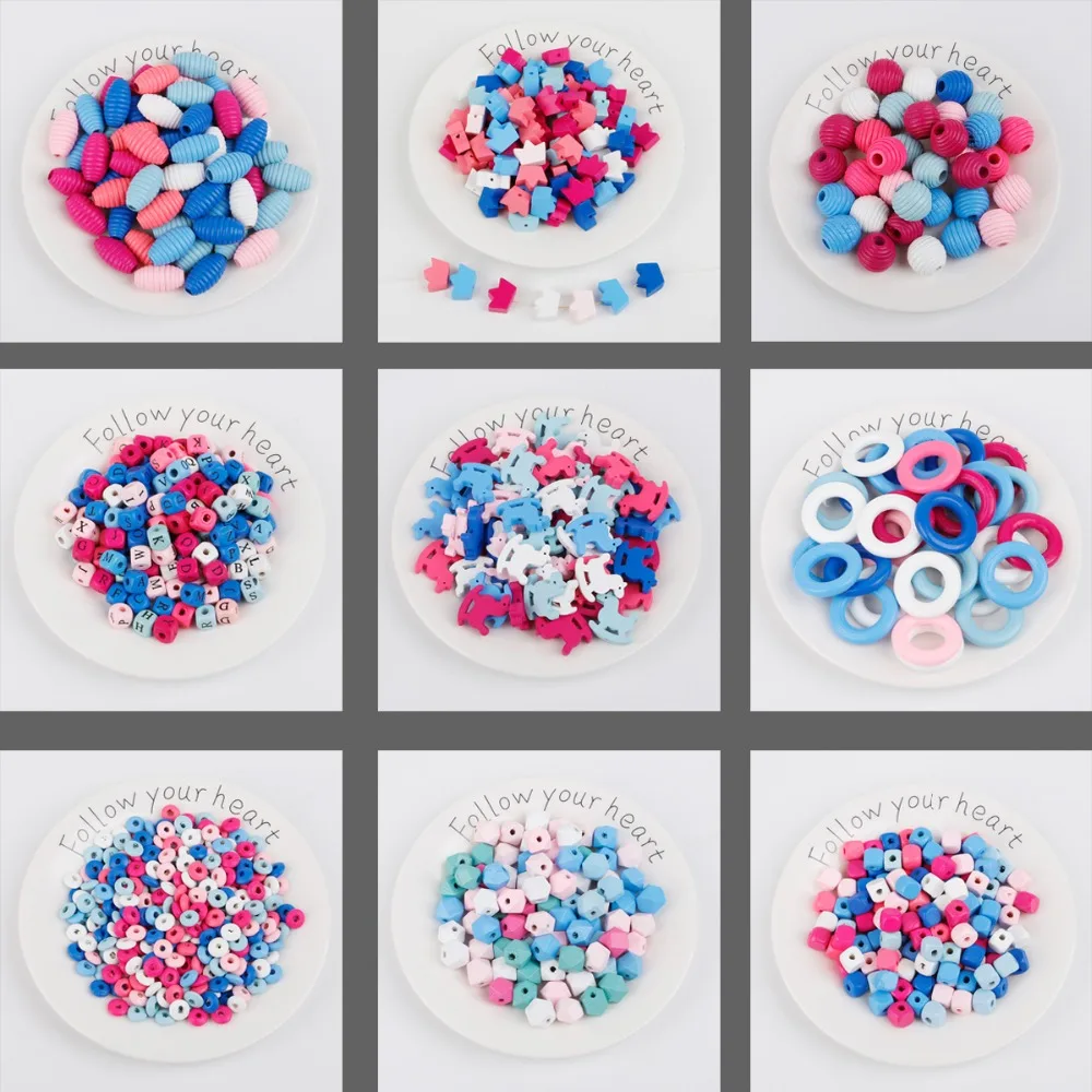 Деревянные бусины с разнообразным рисунком для самостоятельной сборки детских