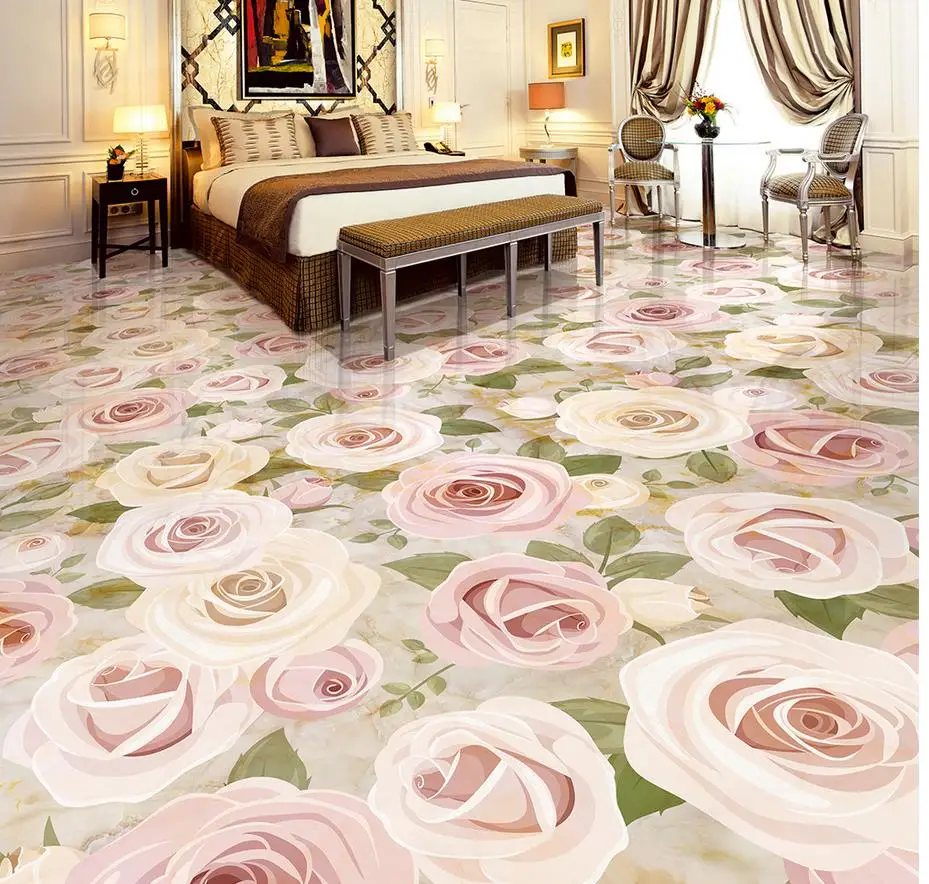 3D растения цветы тисненые плитки полы пользовательские фото Самоклеящиеся Пол