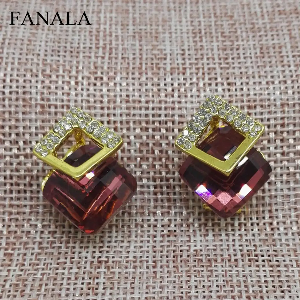 Rhinestone Geometric Stud Earrings Dangle Ear Earring Women Crystal | Украшения и аксессуары