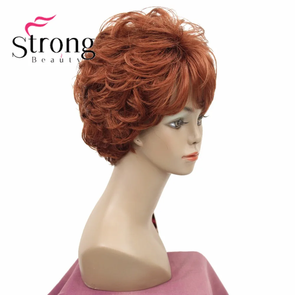 StrongBeauty короткий парик из натуральных волн медный красный полный синтетический парик цвета на выбор