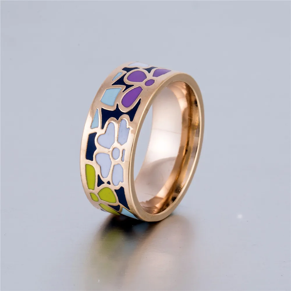 2017 милые Эмалированные кольца с цветком клевера для милой девушки подарок кольцо