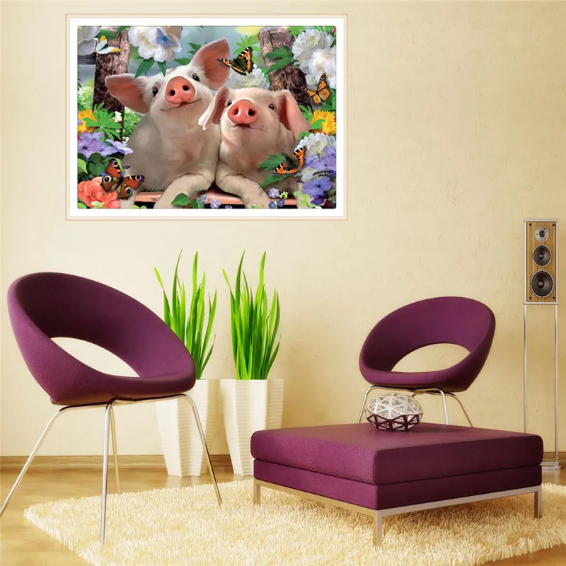 5D DIY Алмазная вышивка мультфильм две свиньи бриллианты вышивки крестом алмаз превосходный домашний декор мозаика