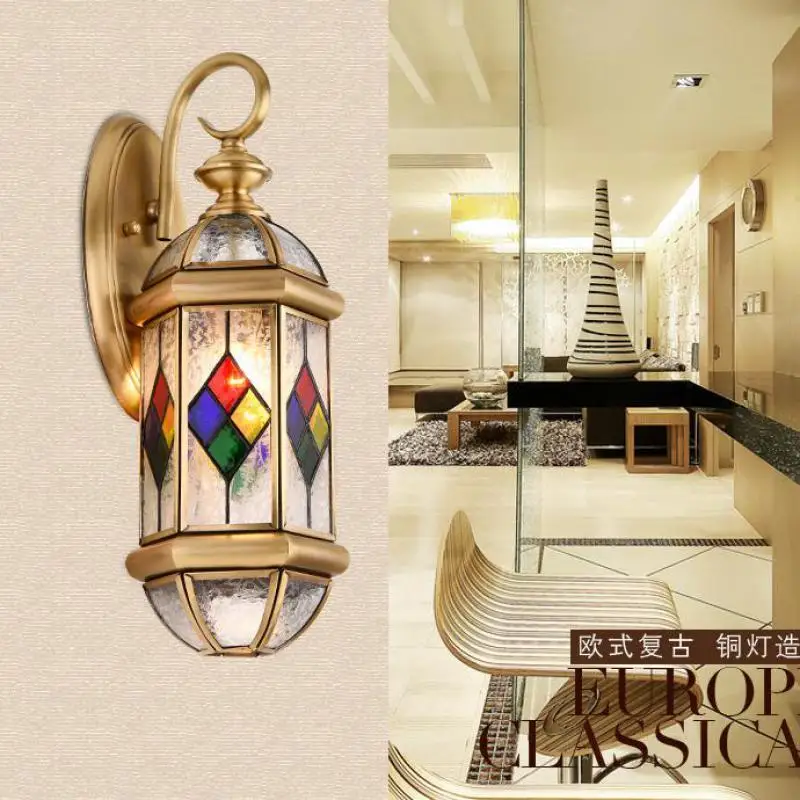 Садовое 1 шт. витражное стекло Наружное освещение Настенный светильник Tiffany бра