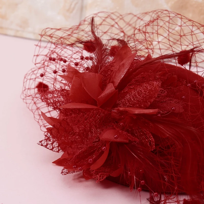 

Fascinating Hair Clip Headband Hat Bowler Feather Veil Wedding Party New Hair Clip