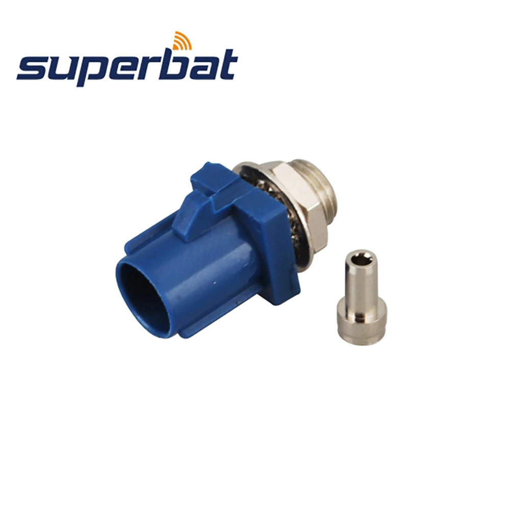 

Superbat 10pcs Fakra Solder Bulkhead Plug Male Connector Blue for GPS Telematics or Navigation