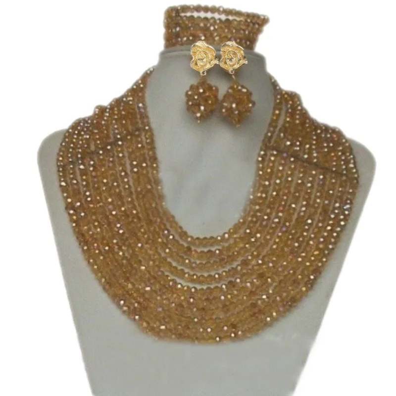 4UJewelry стильный большой ювелирный набор с золотыми бусинами 10 слоев Африканское