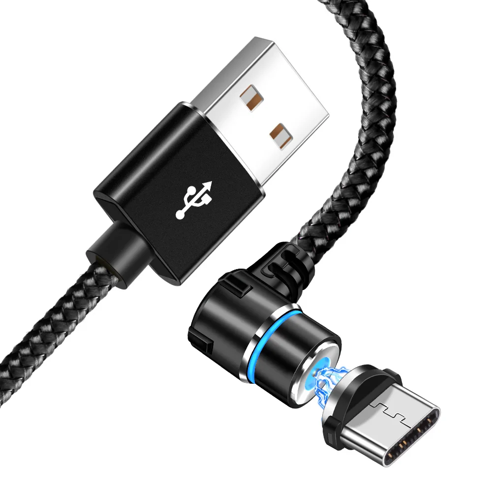 Black Type C Cable Магнитный зарядный usb-кабель Олаф для iPhone, Micro USB type C, мобильный телефон, 90 градусов, L форма, быстрая зарядка, магнитные зарядные кабели - Цвет: Black Type C Cable