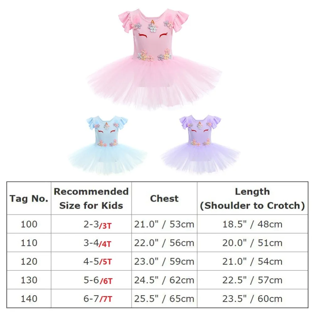 Kids Girls Unicorn Style Leotard Ballet Dance Dress Toddler Dancewear Gymnastics Costumes Princess Tutu |