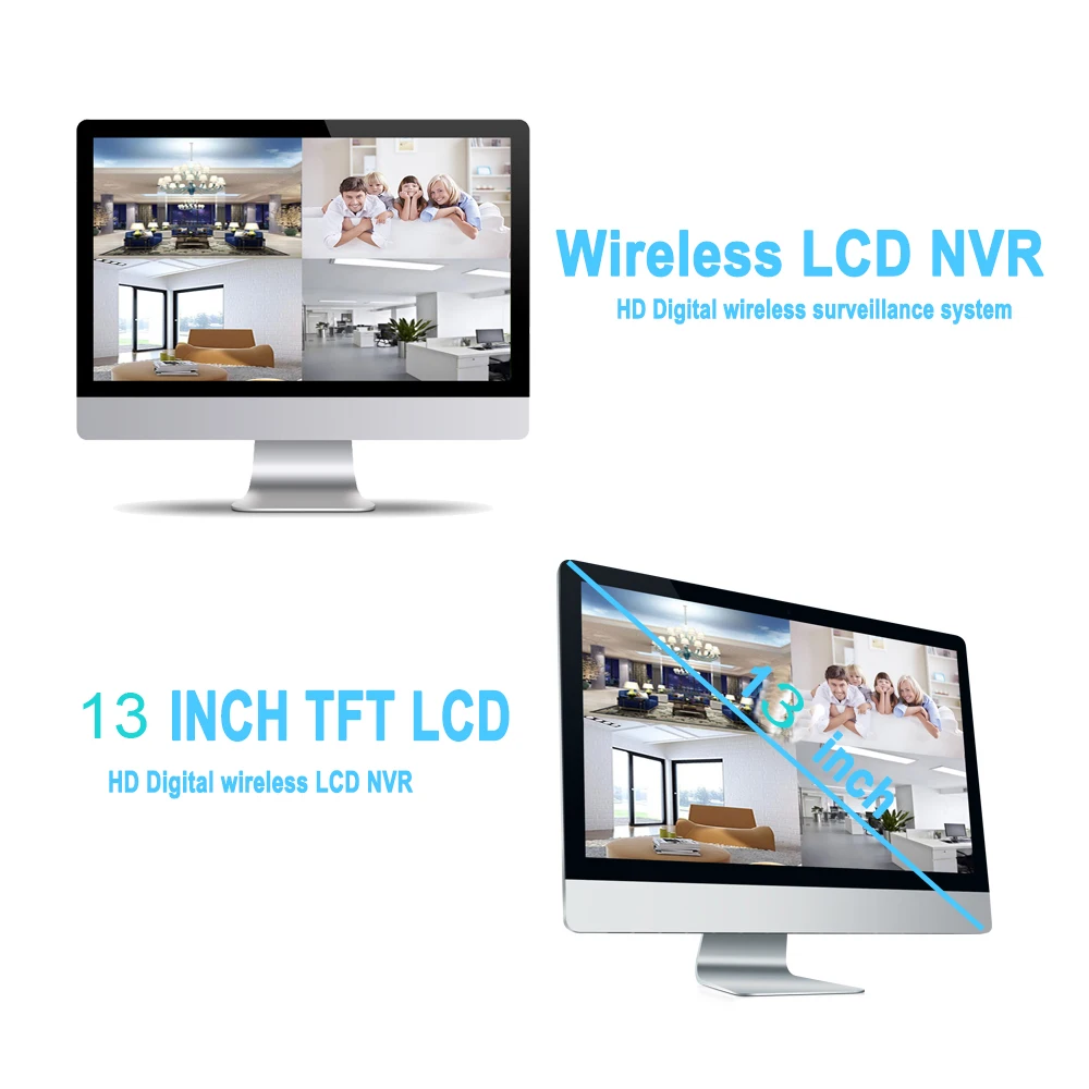 4CH Беспроводной NVR комплект 1080 P 1" ЖК-монитор ИК ночного видения водостойкий 2MP видеонаблюдения ip-камера Wifi система видеонаблюдения комплект