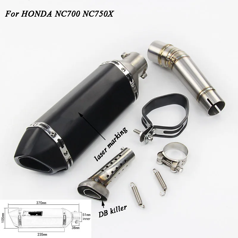 B NC700 NC700S NC700X NC750 глушитель для мотоцикла NC700 полный стиль мотоцикл глушитель для HONDA NC700 NC750 - Цвет: B