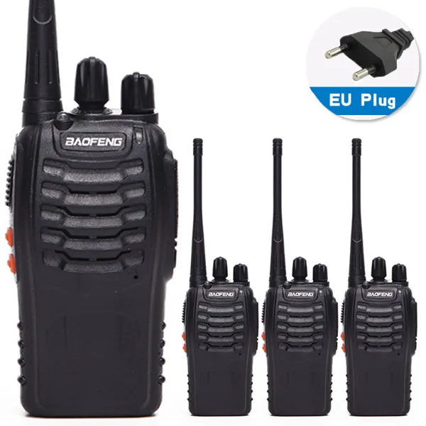 EU plug 4 шт. Baofeng BF-888S рация UHF двухстороннее радио BF888S портативное радио 888S Comunicador передатчик приемопередатчик+ 4 гарнитуры - Цвет: EU plug